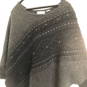 Gray Wool Poncho
